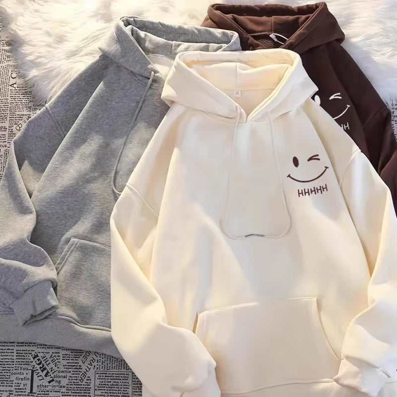 Women`s Smiling Face Funny Fashion Couple Hooded Sweater